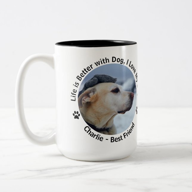 Personalize Your Own Custom Made Design Pet Photo  Two-Tone Coffee Mug (Left)