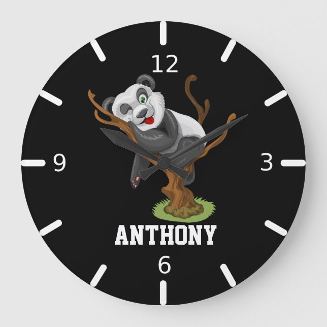 Personalize Your Own Cute Baby Panda Large Clock (Front)