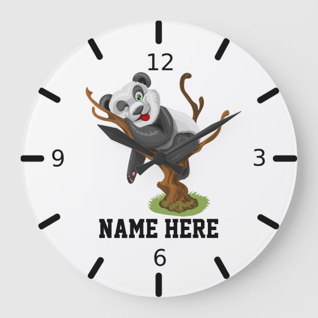 Personalize Your Own Cute Baby Panda Large Clock (Front)