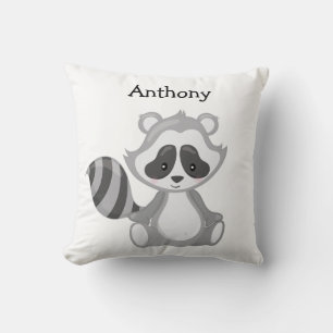 Personalize Your Own Cute Woodland Baby Raccoon Throw Pillow