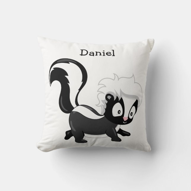 Personalize Your Own Cute Woodland Baby Skunk Throw Pillow (Front)