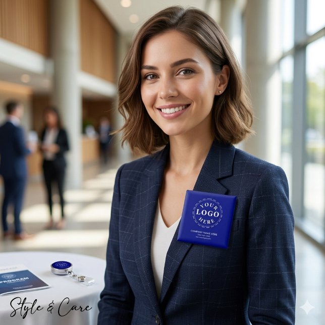 Personalize Your Own Dark Blue Square Button (Personalize Your Own Dark Blue Square Button)