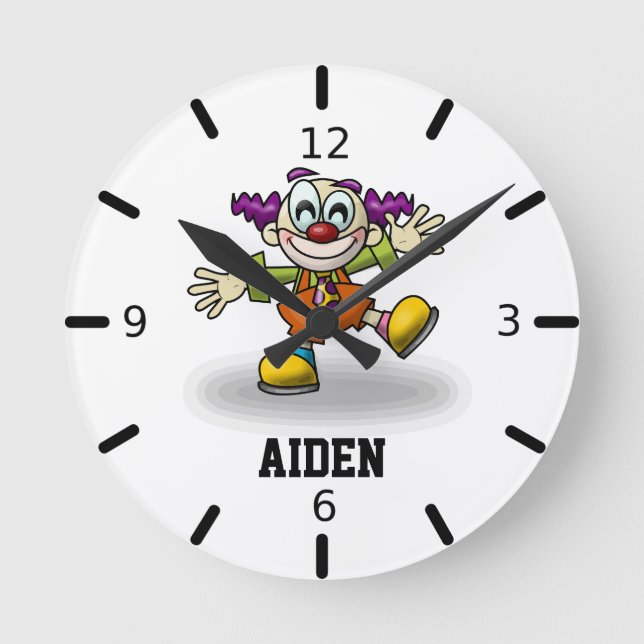 Personalize Your Own Funny Clown Round Clock (Front)