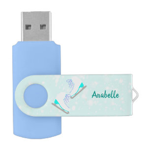 Personalize Your Own Ice Skating Cute Blue USB USB Flash Drive