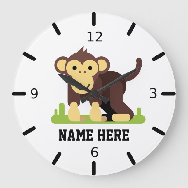 Personalize Your Own Monkey Large Clock (Front)