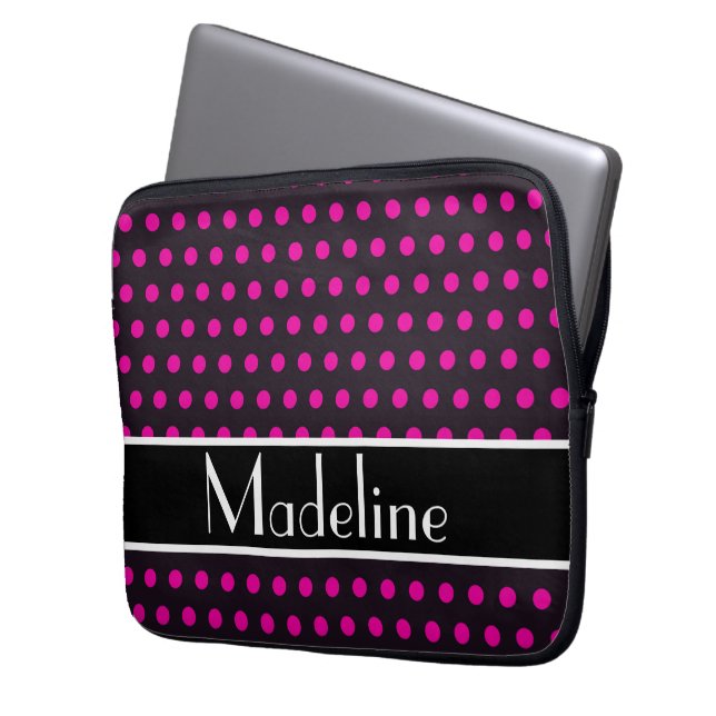 Personalize your own polka-dot abstract laptop sleeve (Front Left)