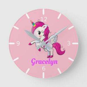 Personalize Your Own Unicorn Round Clock