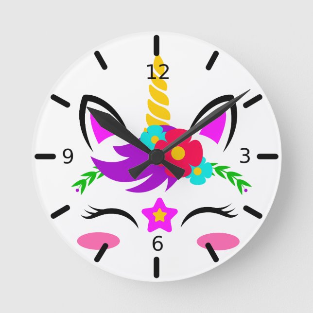 Personalize your own unicorn round clock (Front)