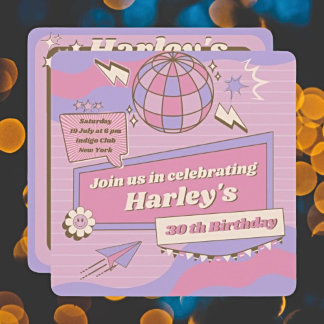 Personalize Your Party Groovy Disco Ball Birthday Invitation