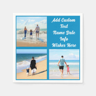 Personalize Your Photo Collage Custom Text Napkins
