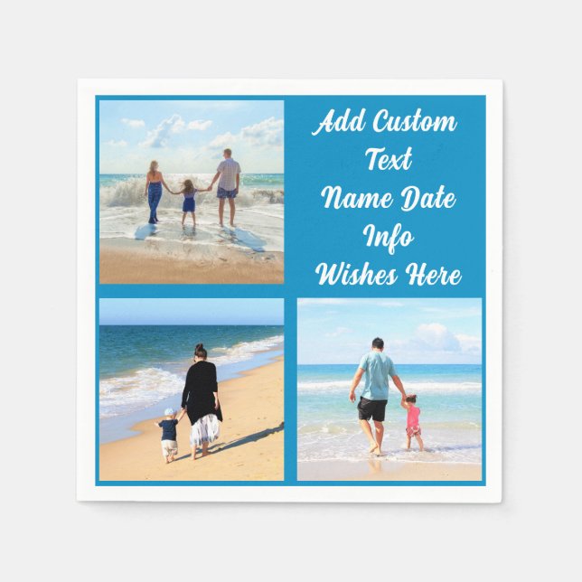 Personalize Your Photo Collage Custom Text Napkins (Front)