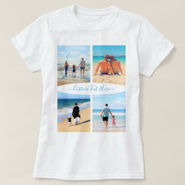 Personalize Your Photo Collage T-Shirt Custom Text (Design Front)