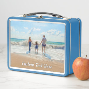 Personalize Your Photo Metal Lunch Box Custom Text