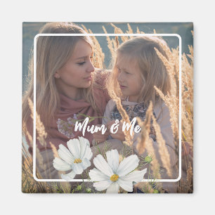 Personalize Your Photo White Cosmos Square Frame Magnet