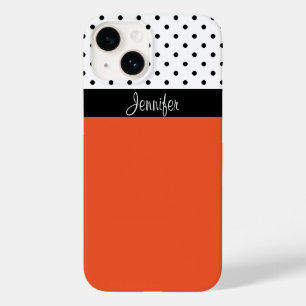 Personalize Your Style with Orange Black White Dot Case-Mate iPhone 14 Case