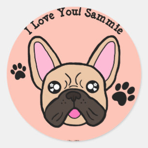 Personalize Your Text Cute French Bulldog Classic Round Sticker