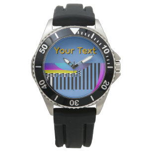 Personalize Your Text Piano Keys Men Teens Blue Watch