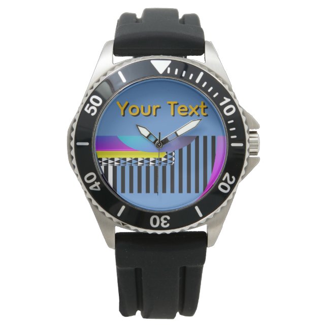 Personalize Your Text Piano Keys Men Teens Blue  Watch (Front)