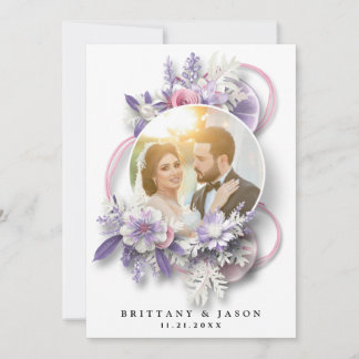 Personalize your wedding photo in a bouquet  thank you card