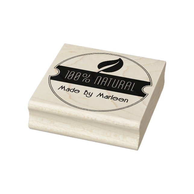 Personalized '100% Natural' Wooden Stamp (Stamp)