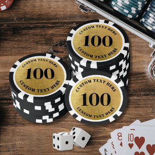 Personalized 100 Numbered Gold Poker Chips
