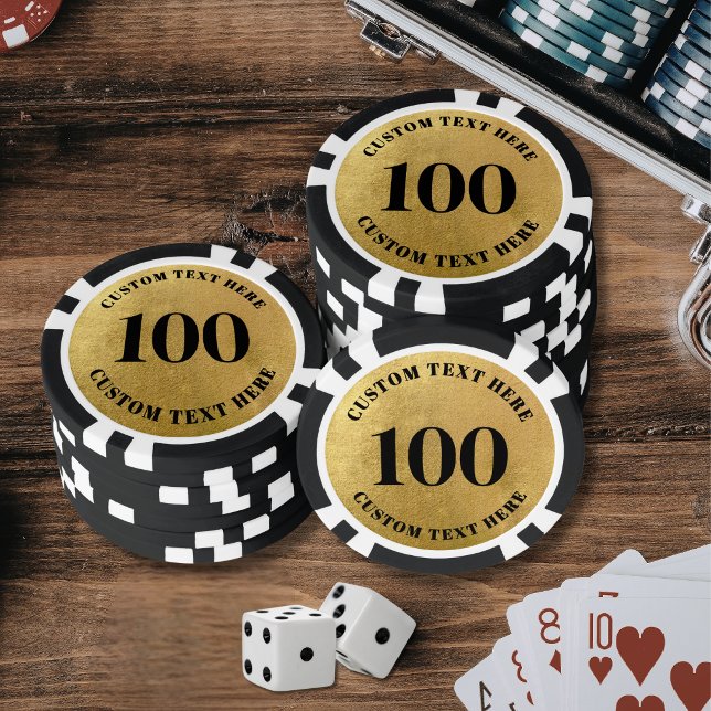 Personalized 100 Numbered Gold Poker Chips (Gold 100 Numbered Poker Chips)