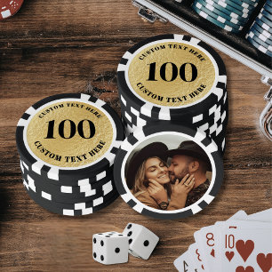 Personalized 100 Numbered Photo Gold Poker Chips