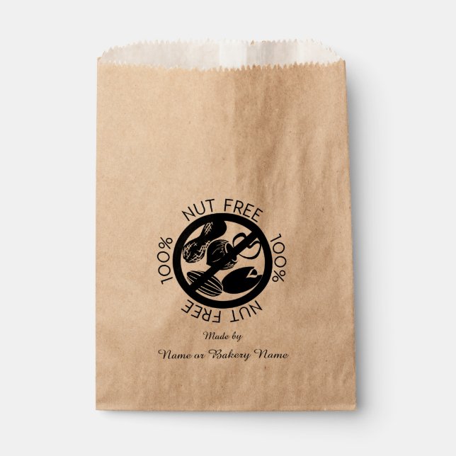 Personalized 100% Nut Free Bakery Peanut Tree Nut Favour Bag (Front)
