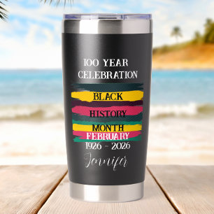 Personalized 100 years celebration black history insulated tumbler