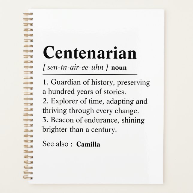 Personalized 100th Birthday Journal, Custom 100  Planner (Front)