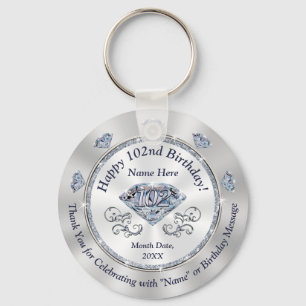 Personalized 102nd Birthday Favours for Her,  Keychain