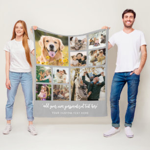 Personalized 10 Photo Collage Fleece Blanket