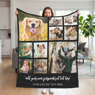 Personalized 10 Photo Collage Fleece Blanket