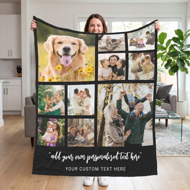 Personalized 10 Photo Collage Fleece Blanket (Creator Uploaded)