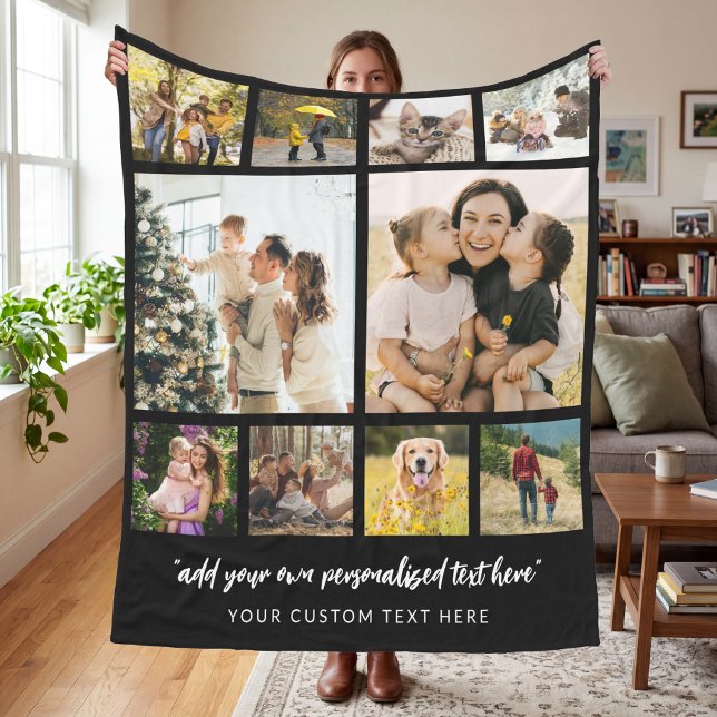 Personalized 10 Photo Collage Fleece Blanket (Creator Uploaded)