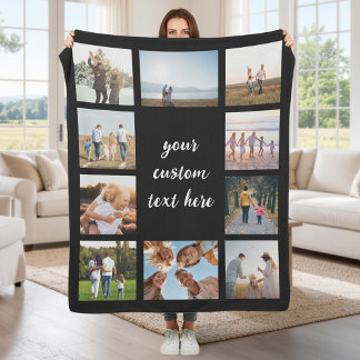 Personalized 10 Photo Collage Fleece Blanket