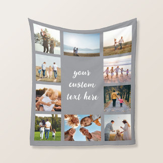 Personalized 10 Photo Collage Fleece Blanket