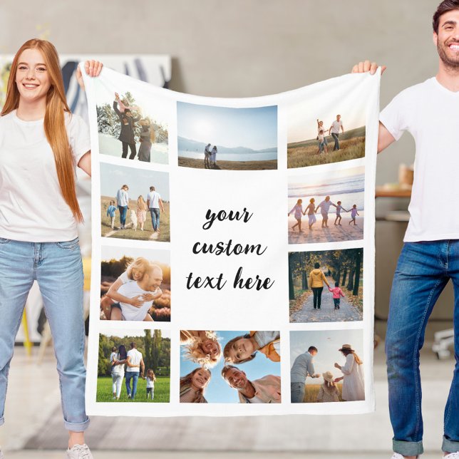 Personalized 10 Photo Collage Fleece Blanket (Creator Uploaded)
