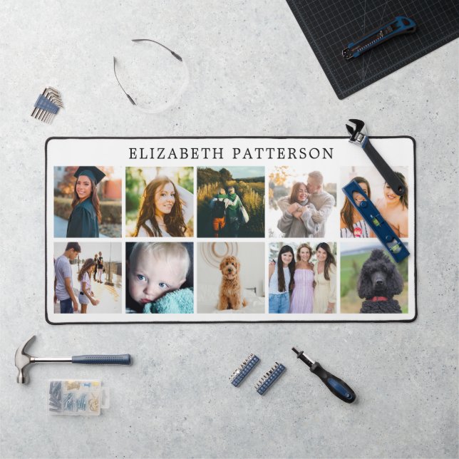 Personalized 10-Photo Collage Picture Desk Mat (Workstation)