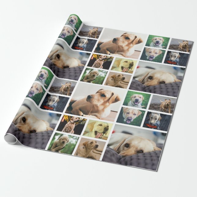 Personalized 10 Photo Collage Wrapping Paper (Unrolled)