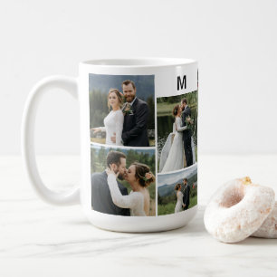 Personalized 10 Photo with Couple Name & Monogram Coffee Mug