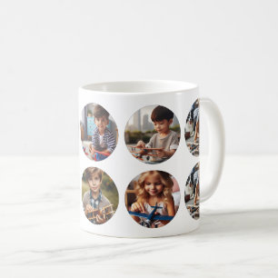 Personalized 10 Round Photos, Family All-Occasion  Coffee Mug