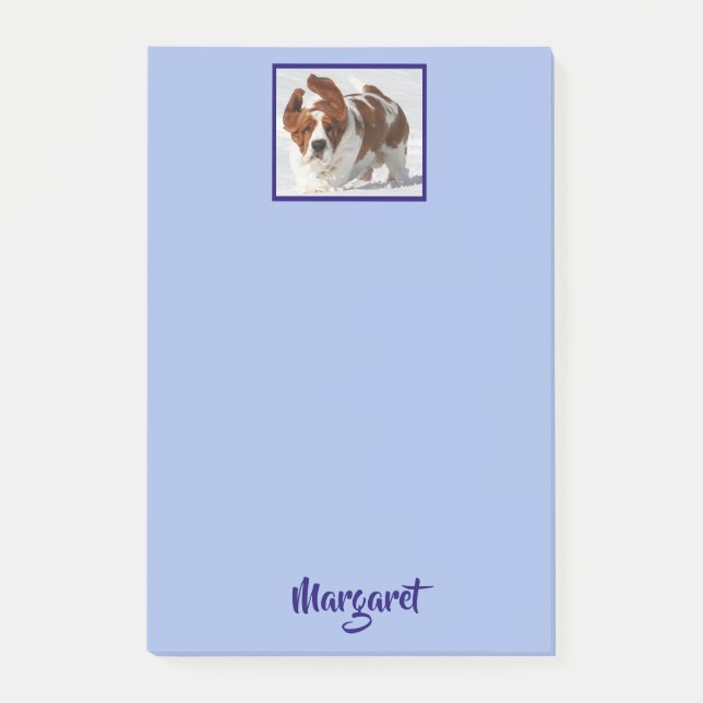 Personalized 10" x 6" Post-it® Notes w/Basset (Front)