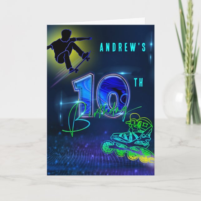 Personalized  10th Birthday Boy Card (Front)