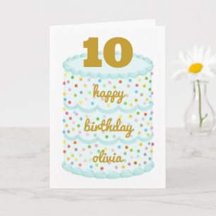 Personalized 10th Birthday Card, Custom Name Card