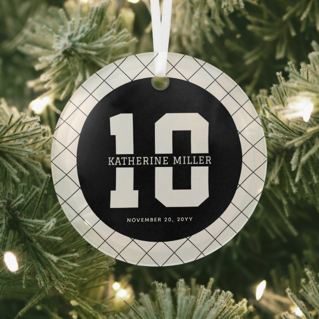 Personalized 10th Birthday Modern and Elegant   Glass Ornament (Insitu)