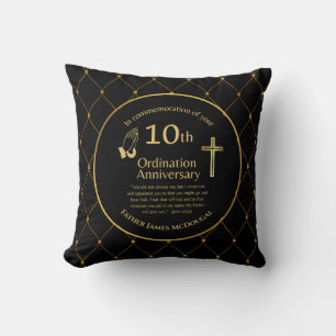 Personalized 10th Ordination Anniversary Priest Th Throw Pillow