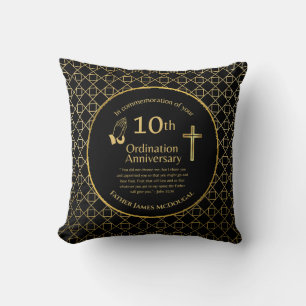 Personalized 10th Ordination Anniversary Priest Th Throw Pillow