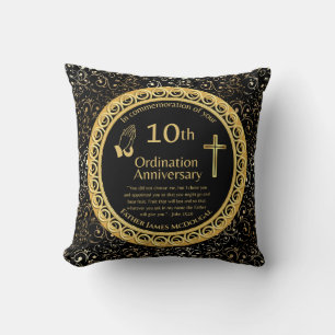 Personalized 10th Ordination Anniversary Priest Throw Pillow