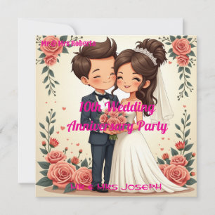 Personalized 10th Wedding Anniversary Invitation